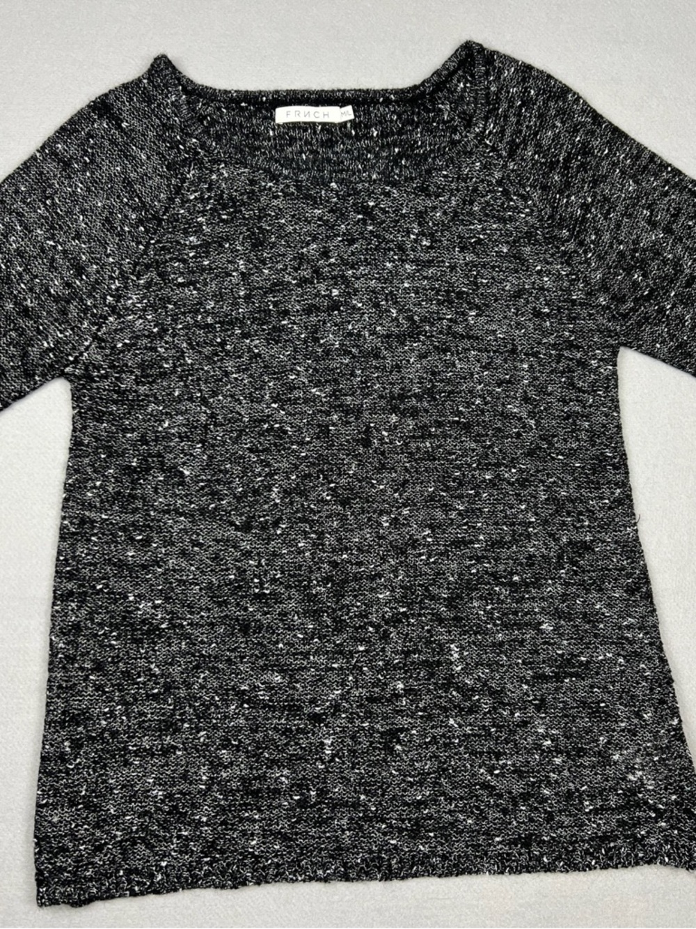 FRNCH Women’s M/L Speckled Lurex Sweater Acrylic Wool Blend Marled Knit Shimmer